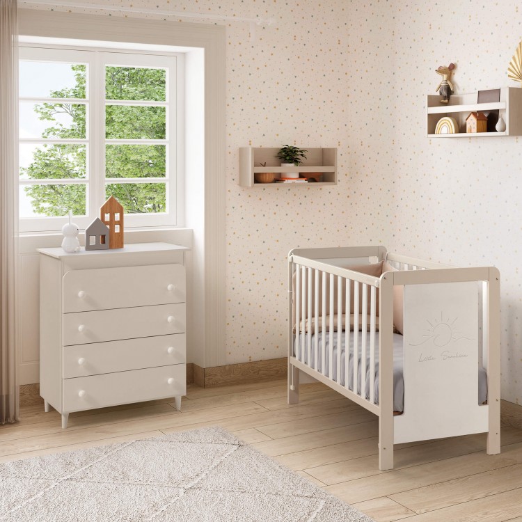 Micuna Luciana cuna 120x60  Blanco-Topo Con Grabado