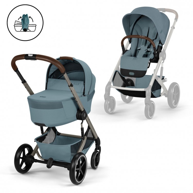 Cybex Balios s Lux capazo Plegable Stormy Blue (Taupe Frame)
