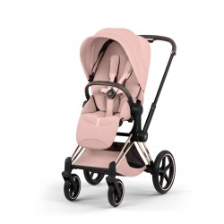 Cybex Priam Style duo chasis Maat Black textil Peach Pink Capazo Pegable